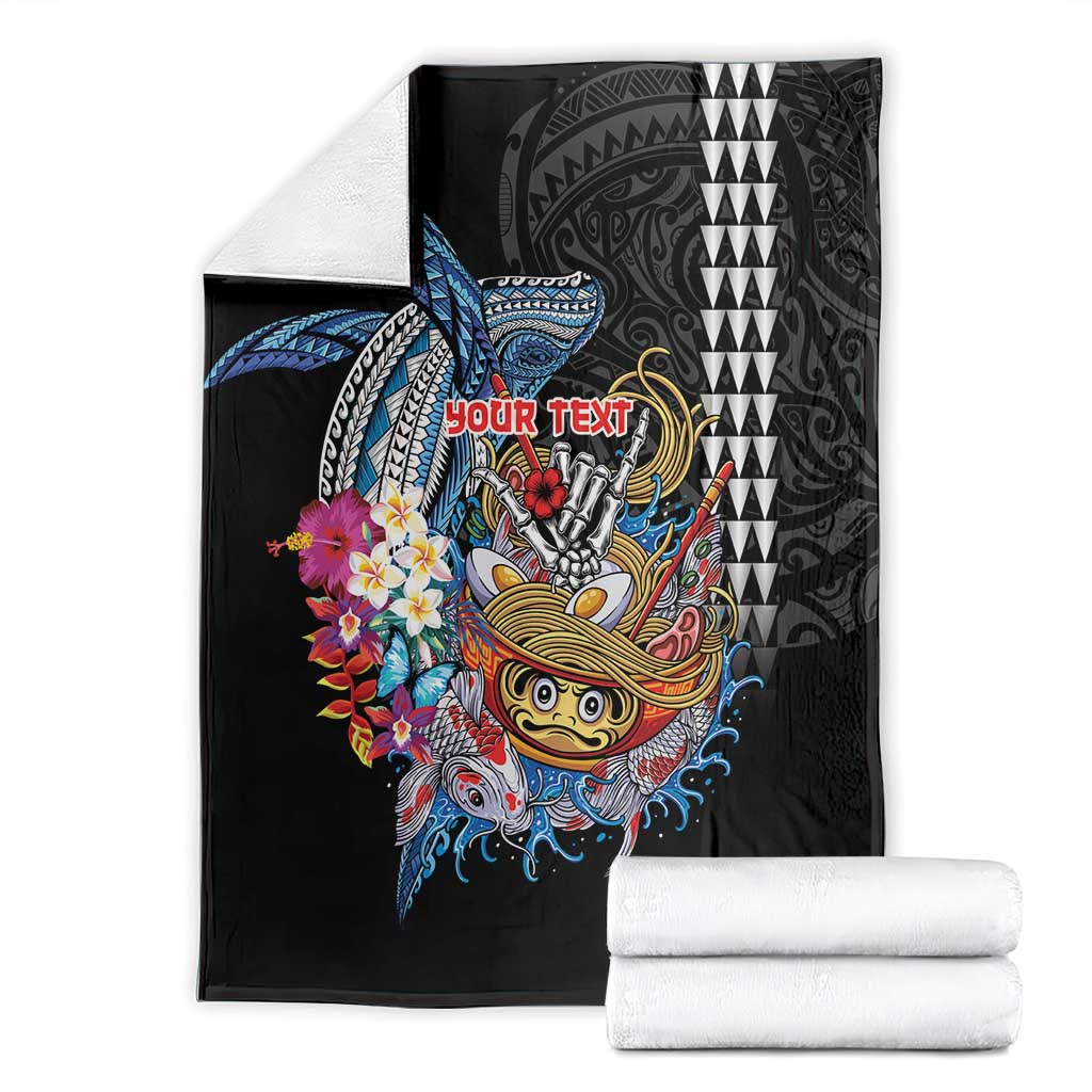Personalized Japanese Koi Fish Ramen Blanket Aloha Shark Kakau Pattern LT9 - Polynesian Pride
