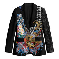 Personalized Japanese Koi Fish Ramen Blazer Aloha Shark Kakau Pattern LT9 Unisex Black - Polynesian Pride