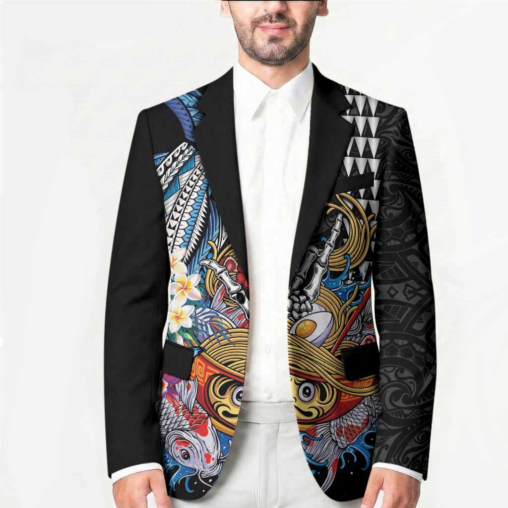 Personalized Japanese Koi Fish Ramen Blazer Aloha Shark Kakau Pattern LT9 - Polynesian Pride