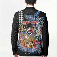 Personalized Japanese Koi Fish Ramen Blazer Aloha Shark Kakau Pattern LT9 - Polynesian Pride