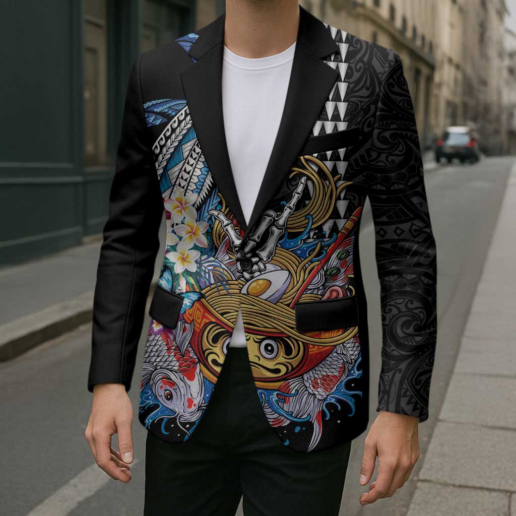 Personalized Japanese Koi Fish Ramen Blazer Aloha Shark Kakau Pattern LT9 - Polynesian Pride