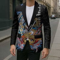 Personalized Japanese Koi Fish Ramen Blazer Aloha Shark Kakau Pattern LT9 - Polynesian Pride