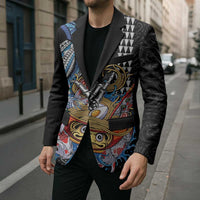 Personalized Japanese Koi Fish Ramen Blazer Aloha Shark Kakau Pattern LT9 - Polynesian Pride