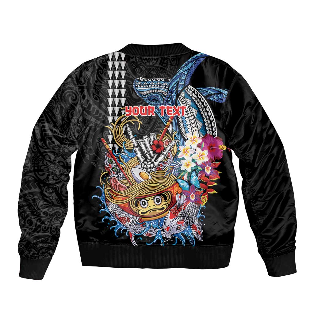 Personalized Japanese Koi Fish Ramen Bomber Jacket Aloha Shark Kakau Pattern LT9 - Polynesian Pride
