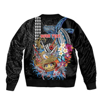 Personalized Japanese Koi Fish Ramen Bomber Jacket Aloha Shark Kakau Pattern LT9 - Polynesian Pride