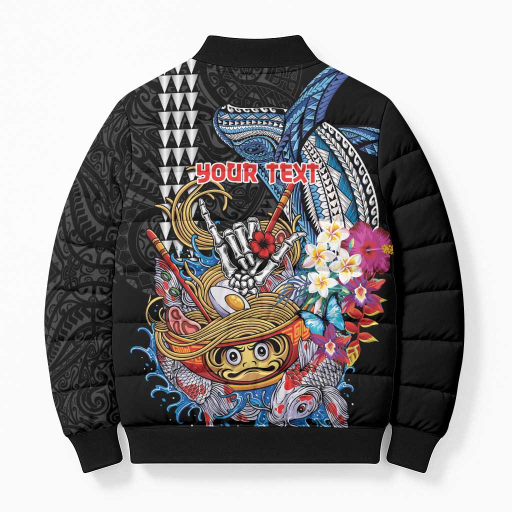 Personalized Japanese Koi Fish Ramen Bomber Puffer Jacket Aloha Shark Kakau Pattern LT9 - Polynesian Pride