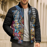 Personalized Japanese Koi Fish Ramen Bomber Puffer Jacket Aloha Shark Kakau Pattern LT9 - Polynesian Pride