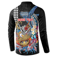 Personalized Japanese Koi Fish Ramen Button Sweatshirt Aloha Shark Kakau Pattern