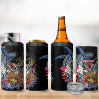Personalized Japanese Koi Fish Ramen 4 in 1 Can Cooler Tumbler Aloha Shark Kakau Pattern LT9 - Polynesian Pride