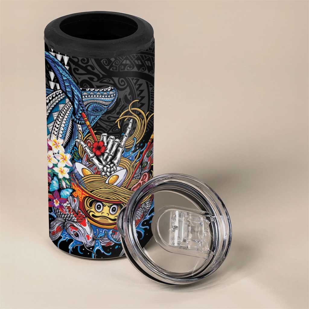 Personalized Japanese Koi Fish Ramen 4 in 1 Can Cooler Tumbler Aloha Shark Kakau Pattern LT9 - Polynesian Pride