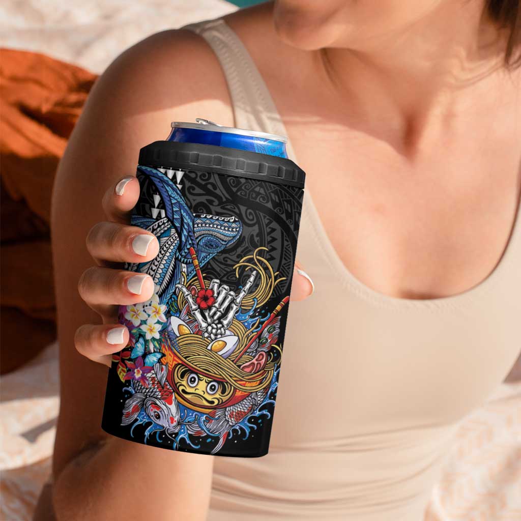 Personalized Japanese Koi Fish Ramen 4 in 1 Can Cooler Tumbler Aloha Shark Kakau Pattern LT9 - Polynesian Pride