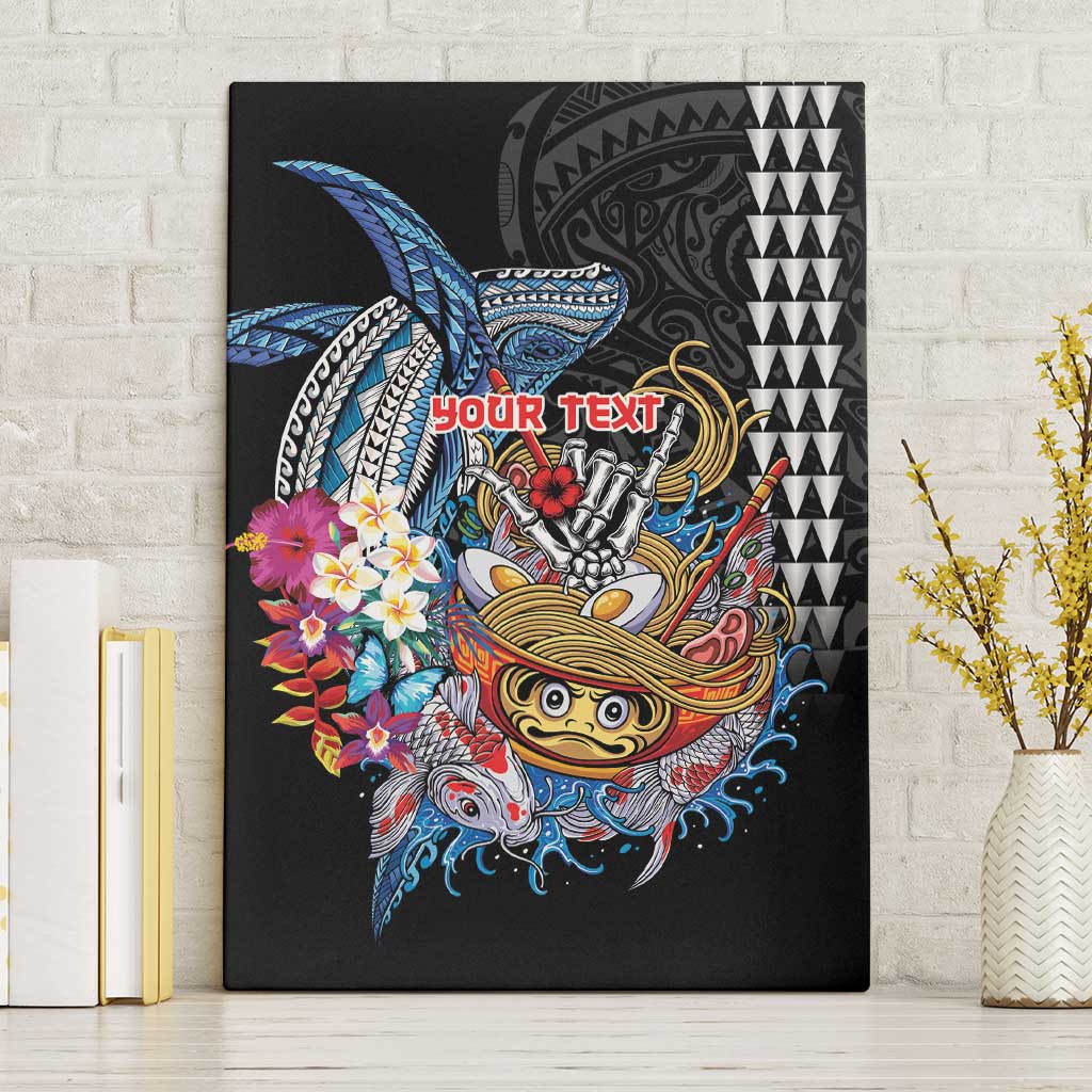 Personalized Japanese Koi Fish Ramen Canvas Wall Art Aloha Shark Kakau Pattern