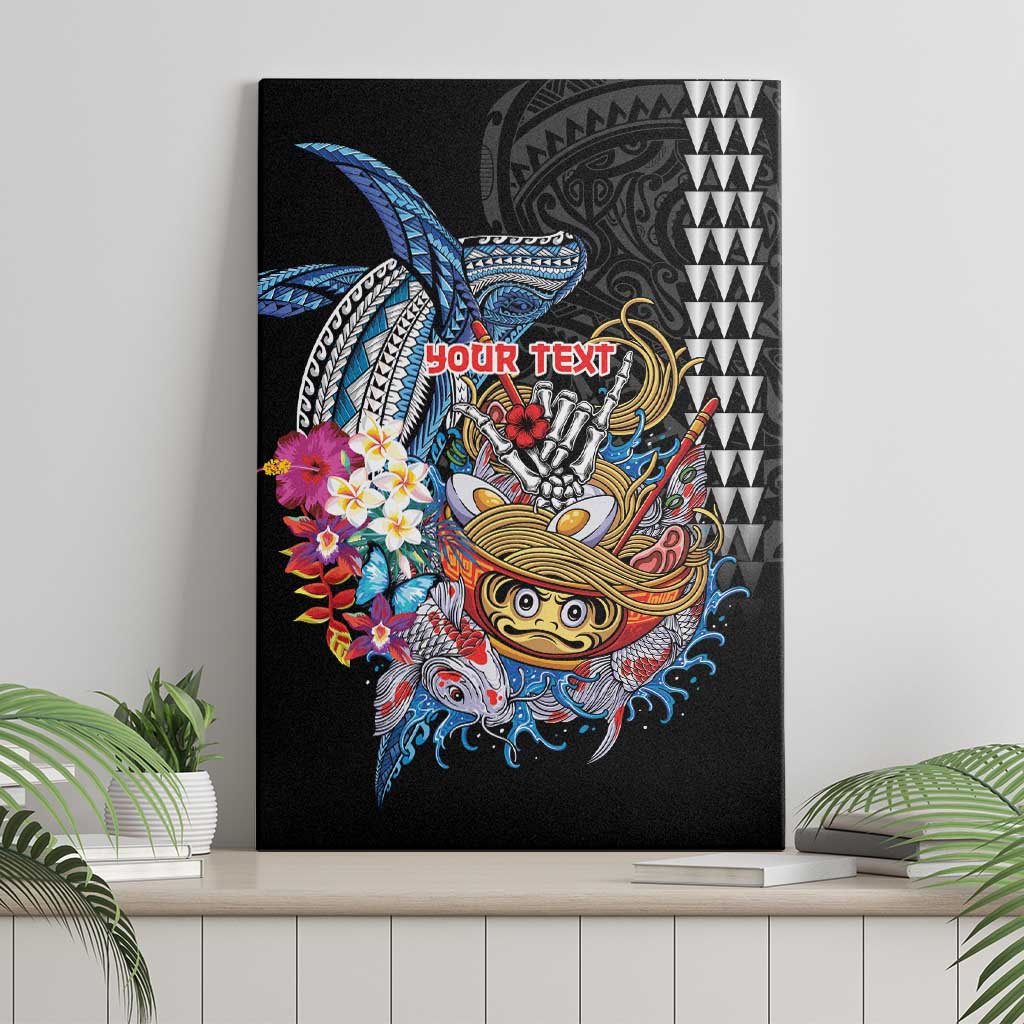 Personalized Japanese Koi Fish Ramen Canvas Wall Art Aloha Shark Kakau Pattern