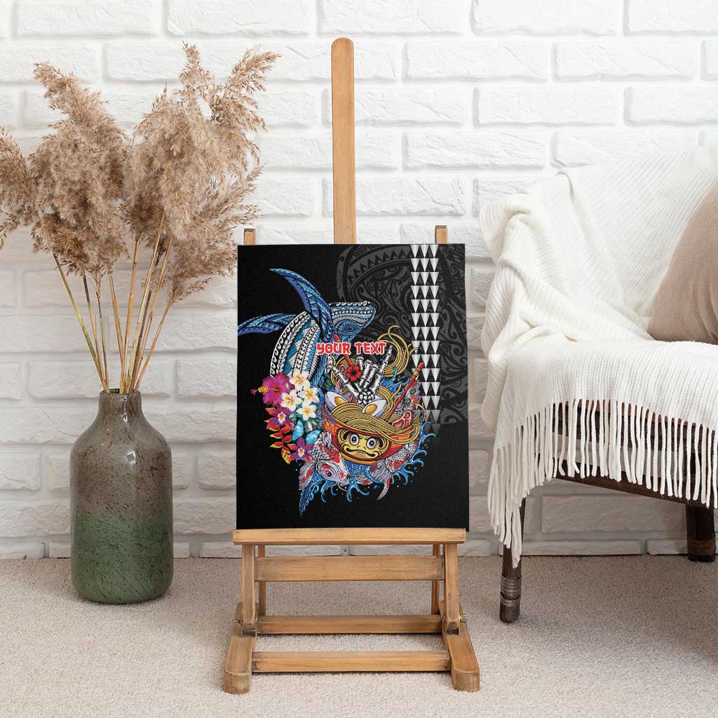 Personalized Japanese Koi Fish Ramen Canvas Wall Art Aloha Shark Kakau Pattern