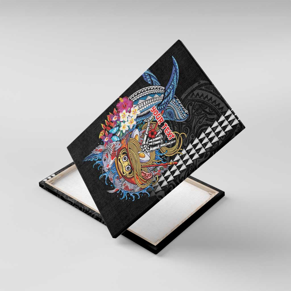 Personalized Japanese Koi Fish Ramen Canvas Wall Art Aloha Shark Kakau Pattern