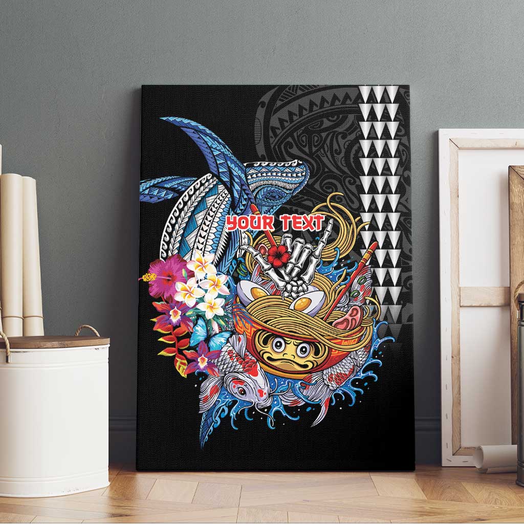 Personalized Japanese Koi Fish Ramen Canvas Wall Art Aloha Shark Kakau Pattern