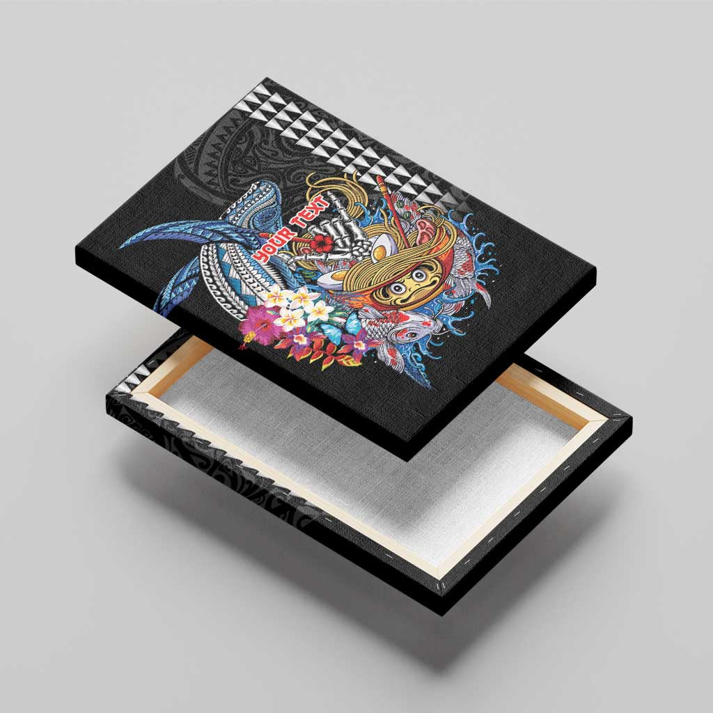 Personalized Japanese Koi Fish Ramen Canvas Wall Art Aloha Shark Kakau Pattern