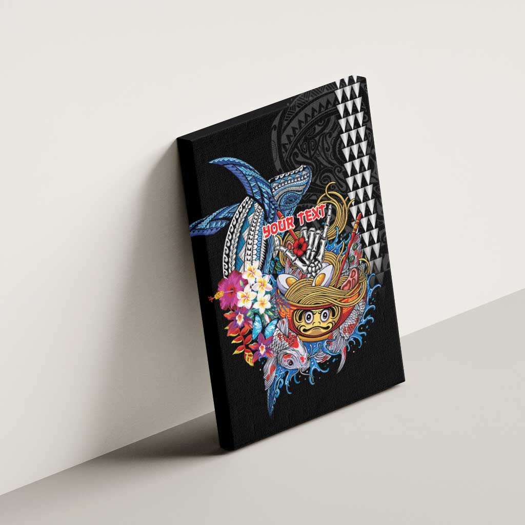 Personalized Japanese Koi Fish Ramen Canvas Wall Art Aloha Shark Kakau Pattern