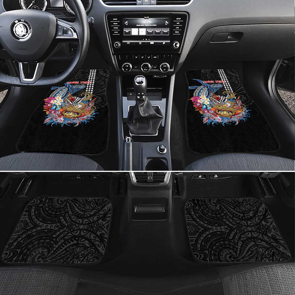 Personalized Japanese Koi Fish Ramen Car Mats Aloha Shark Kakau Pattern LT9 Set 4pcs Black - Polynesian Pride