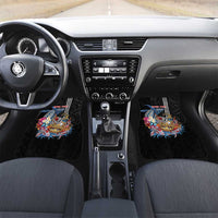 Personalized Japanese Koi Fish Ramen Car Mats Aloha Shark Kakau Pattern LT9 Set 2pcs - Front Black - Polynesian Pride