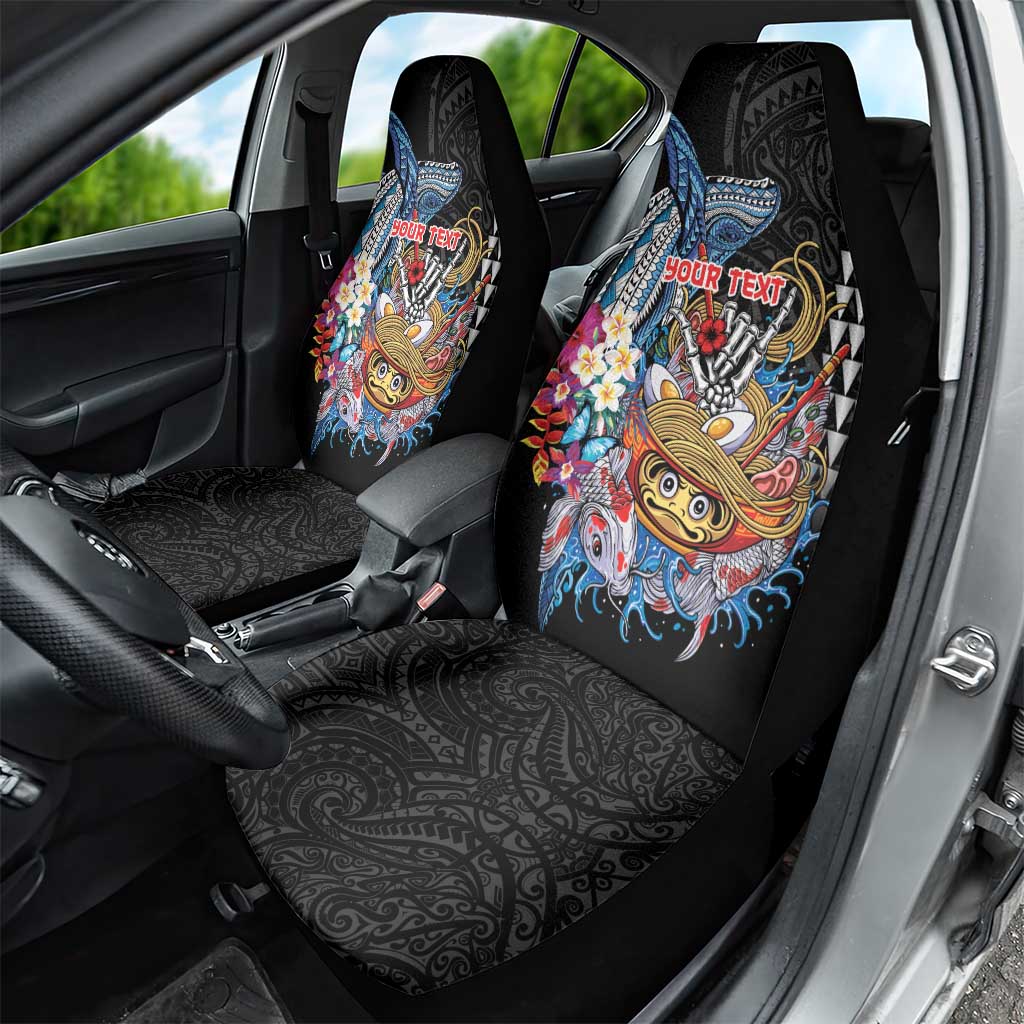 Personalized Japanese Koi Fish Ramen Car Seat Cover Aloha Shark Kakau Pattern