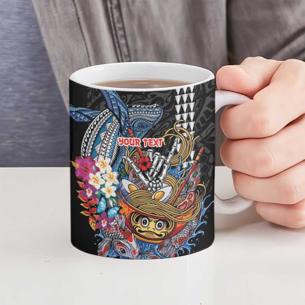 Personalized Japanese Koi Fish Ramen Ceramic Mug Aloha Shark Kakau Pattern