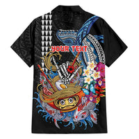 Personalized Japanese Koi Fish Ramen Family Matching Short Sleeve Bodycon Dress and Hawaiian Shirt Aloha Shark Kakau Pattern