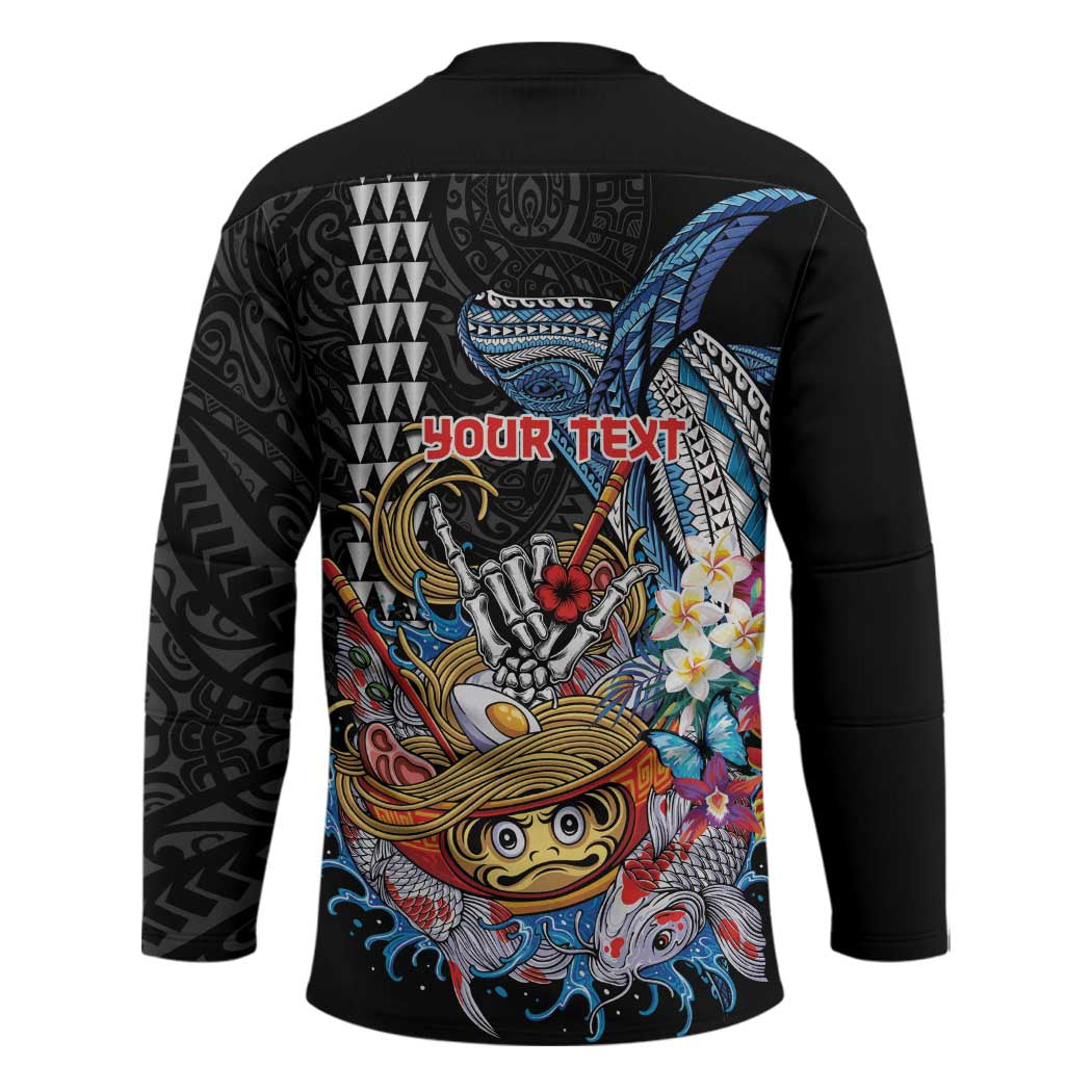 Personalized Japanese Koi Fish Ramen Hockey Jersey Aloha Shark Kakau Pattern LT9 - Polynesian Pride