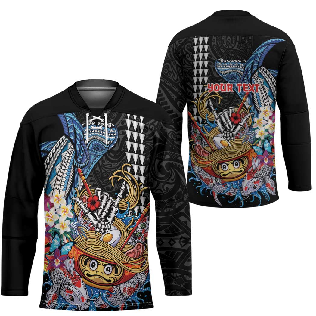 Personalized Japanese Koi Fish Ramen Hockey Jersey Aloha Shark Kakau Pattern LT9 - Polynesian Pride