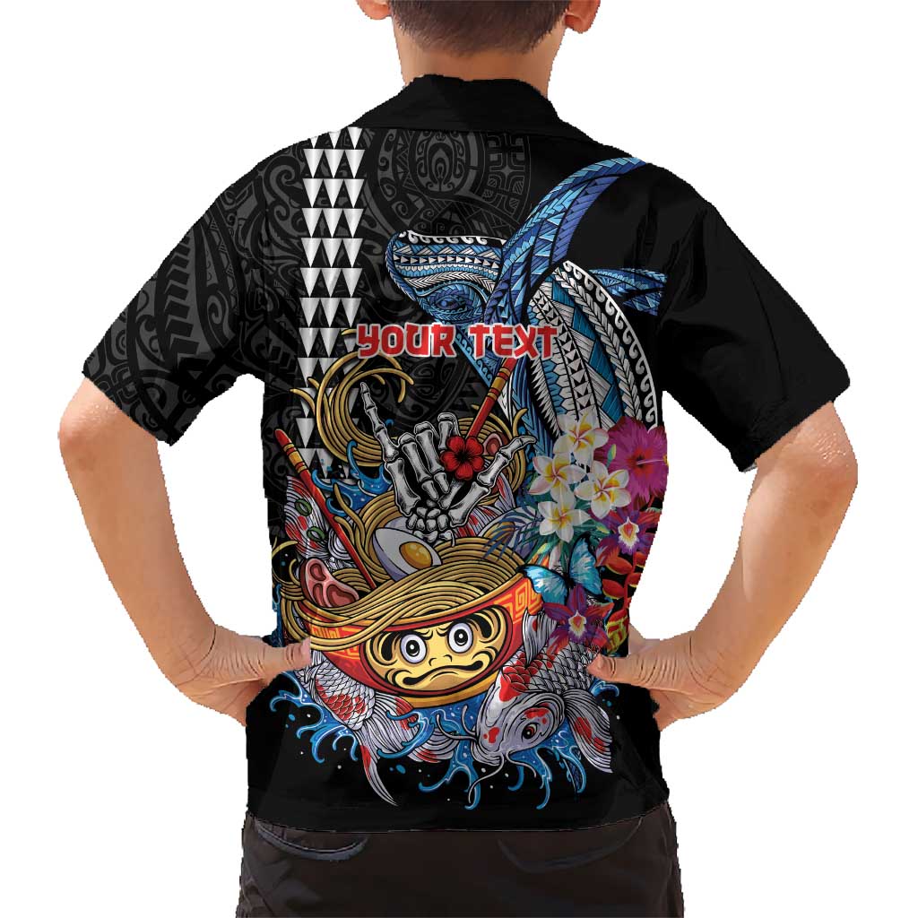 Personalized Japanese Koi Fish Ramen Kid Hawaiian Shirt Aloha Shark Kakau Pattern