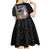 Personalized Japanese Koi Fish Ramen Kid Short Sleeve Dress Aloha Shark Kakau Pattern