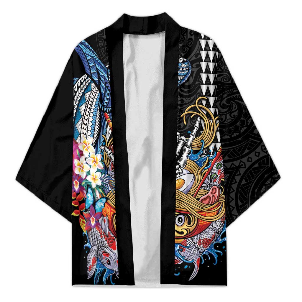 Personalized Japanese Koi Fish Ramen Kimono Aloha Shark Kakau Pattern LT9 Unisex Black - Polynesian Pride