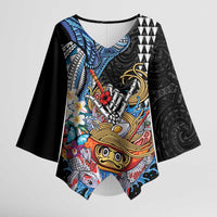 Personalized Japanese Koi Fish Ramen Kimono Sleeve Blouse Aloha Shark Kakau Pattern LT9 Female Black - Polynesian Pride