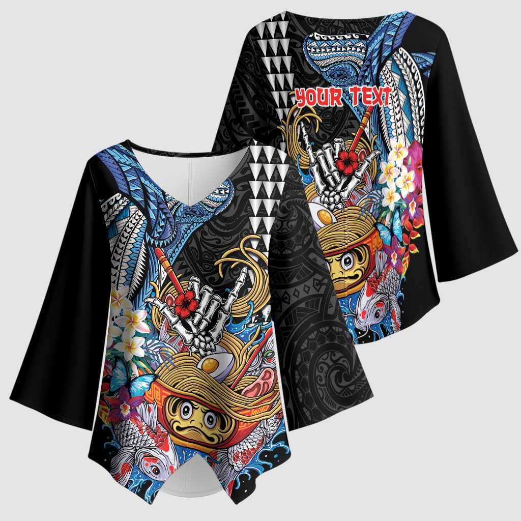 Personalized Japanese Koi Fish Ramen Kimono Sleeve Blouse Aloha Shark Kakau Pattern LT9 - Polynesian Pride