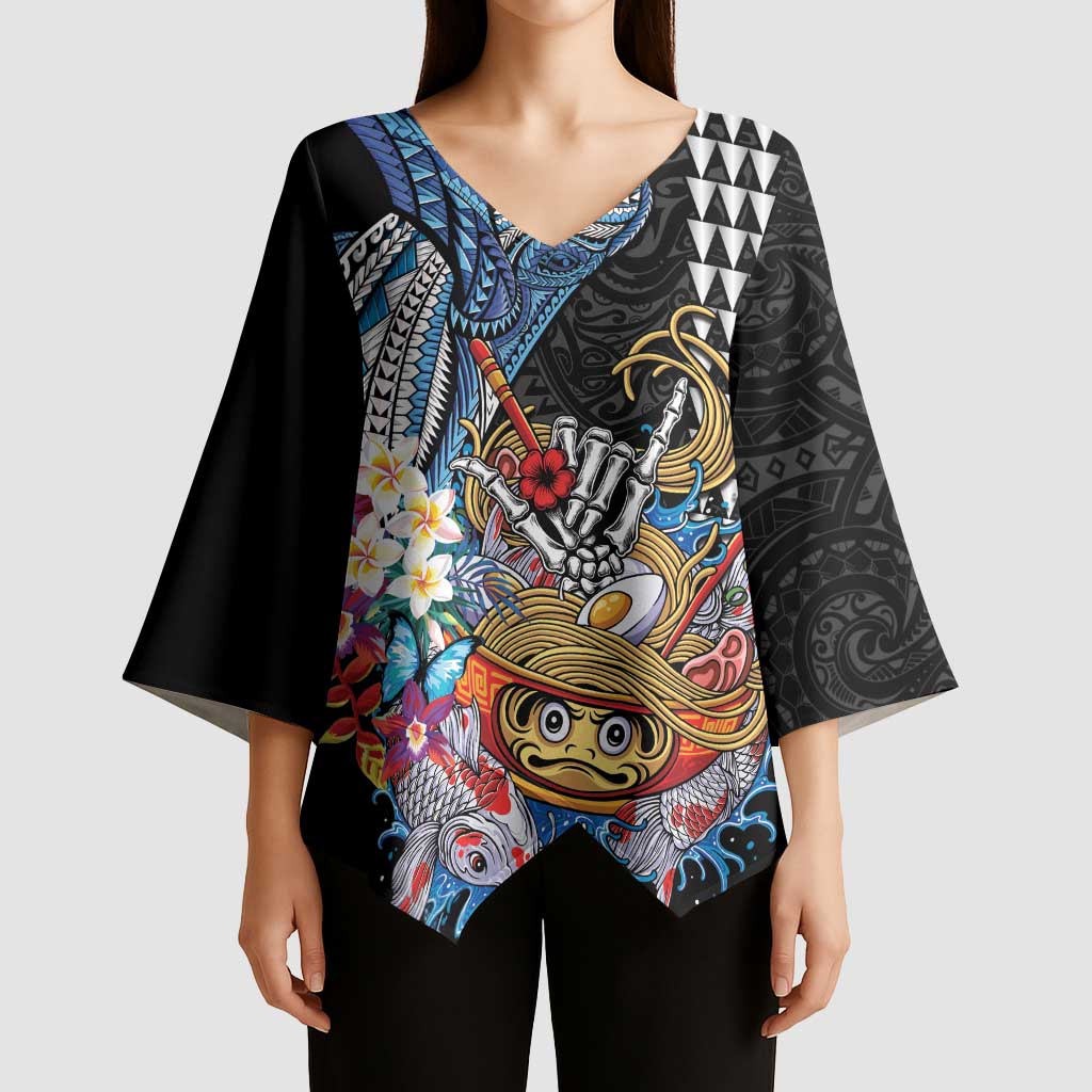 Personalized Japanese Koi Fish Ramen Kimono Sleeve Blouse Aloha Shark Kakau Pattern LT9 - Polynesian Pride