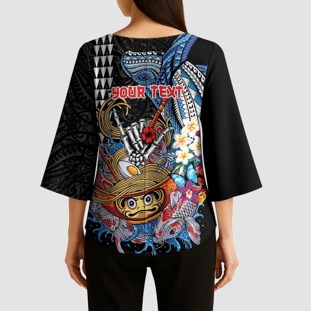 Personalized Japanese Koi Fish Ramen Kimono Sleeve Blouse Aloha Shark Kakau Pattern LT9 - Polynesian Pride