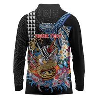 Personalized Japanese Koi Fish Ramen Long Sleeve Polo Shirt Aloha Shark Kakau Pattern