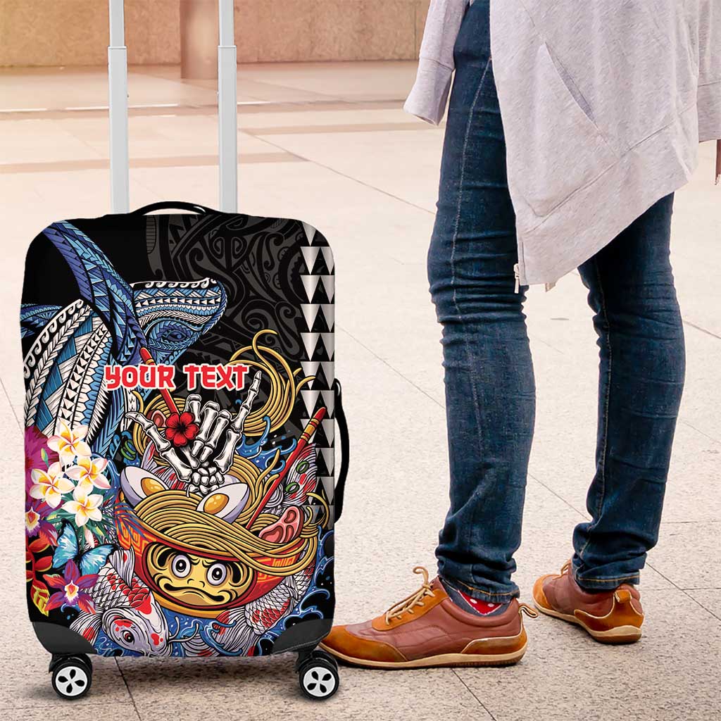 Personalized Japanese Koi Fish Ramen Luggage Cover Aloha Shark Kakau Pattern