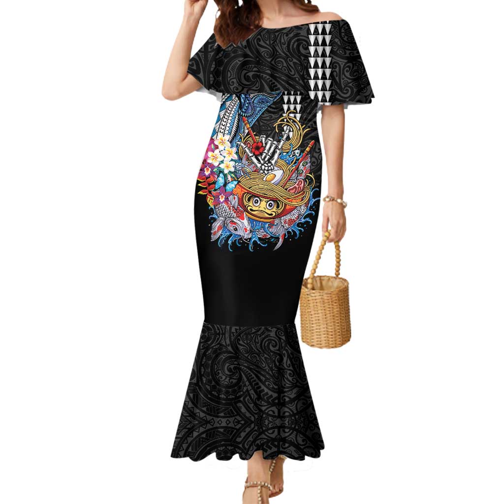 Personalized Japanese Koi Fish Ramen Mermaid Dress Aloha Shark Kakau Pattern