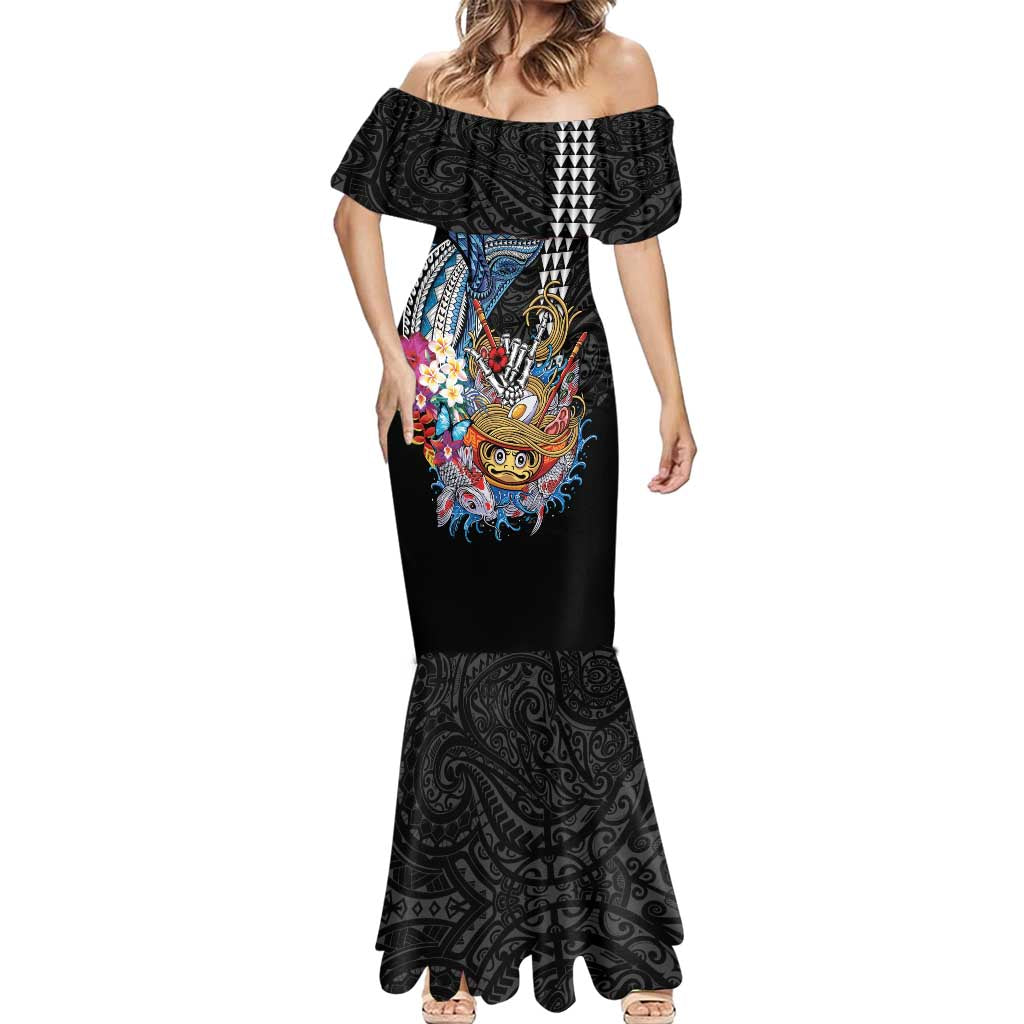 Personalized Japanese Koi Fish Ramen Mermaid Dress Aloha Shark Kakau Pattern