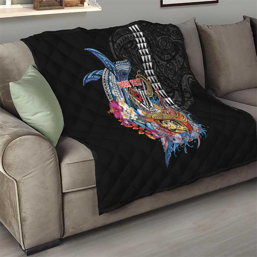 Personalized Japanese Koi Fish Ramen Quilt Aloha Shark Kakau Pattern