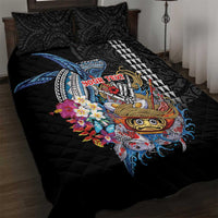 Personalized Japanese Koi Fish Ramen Quilt Bed Set Aloha Shark Kakau Pattern LT9 Black - Polynesian Pride