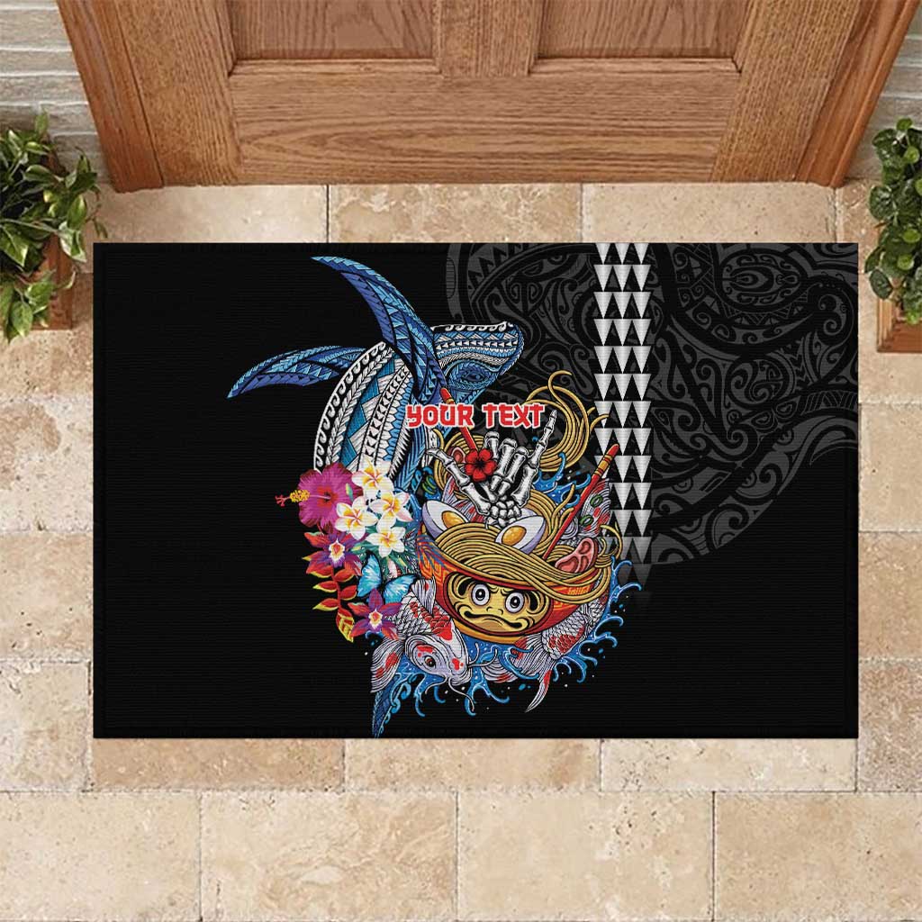 Personalized Japanese Koi Fish Ramen Rubber Doormat Aloha Shark Kakau Pattern