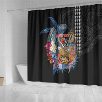 Personalized Japanese Koi Fish Ramen Shower Curtain Aloha Shark Kakau Pattern