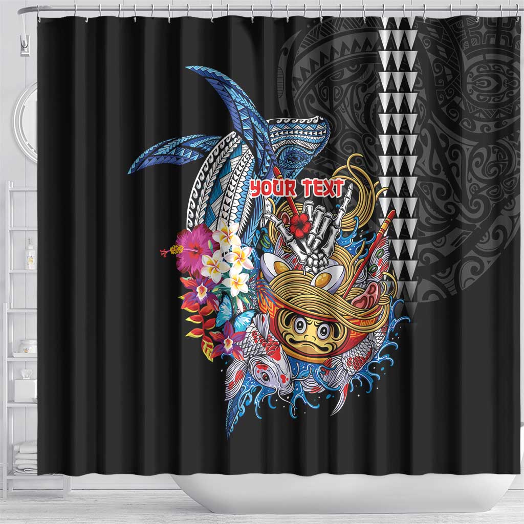 Personalized Japanese Koi Fish Ramen Shower Curtain Aloha Shark Kakau Pattern