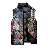Personalized Japanese Koi Fish Ramen Sleeveless Puffer Jacket Aloha Shark Kakau Pattern