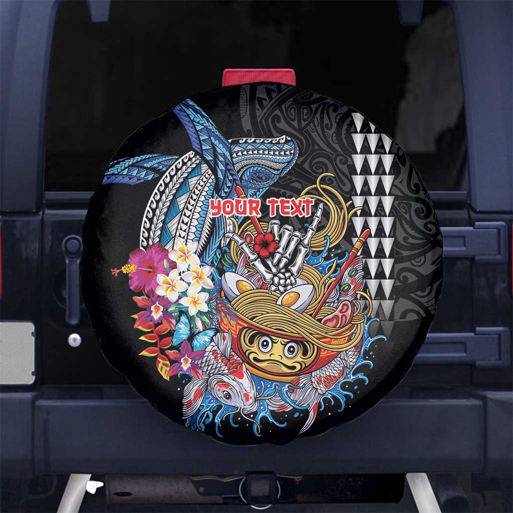 Personalized Japanese Koi Fish Ramen Spare Tire Cover Aloha Shark Kakau Pattern