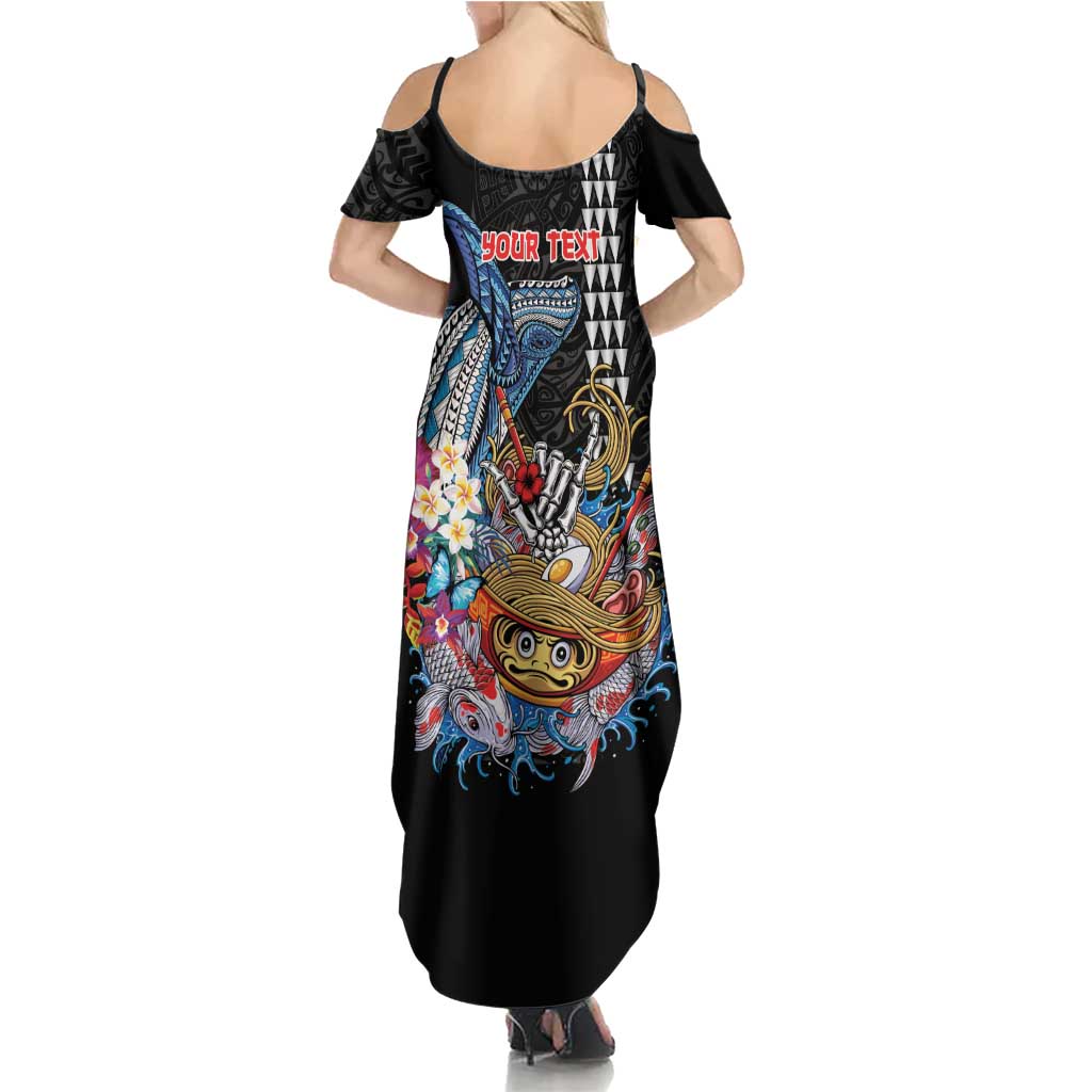 Personalized Japanese Koi Fish Ramen Summer Maxi Dress Aloha Shark Kakau Pattern