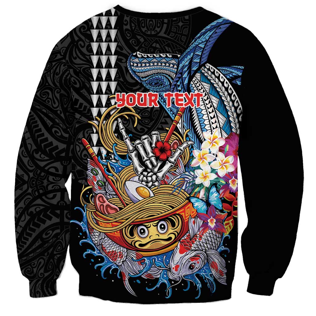 Personalized Japanese Koi Fish Ramen Sweatshirt Aloha Shark Kakau Pattern LT9 - Polynesian Pride