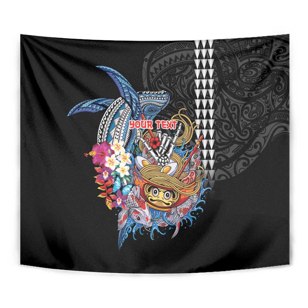 Personalized Japanese Koi Fish Ramen Tapestry Aloha Shark Kakau Pattern